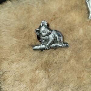 Antique Pewter Koala Brooch Pin
